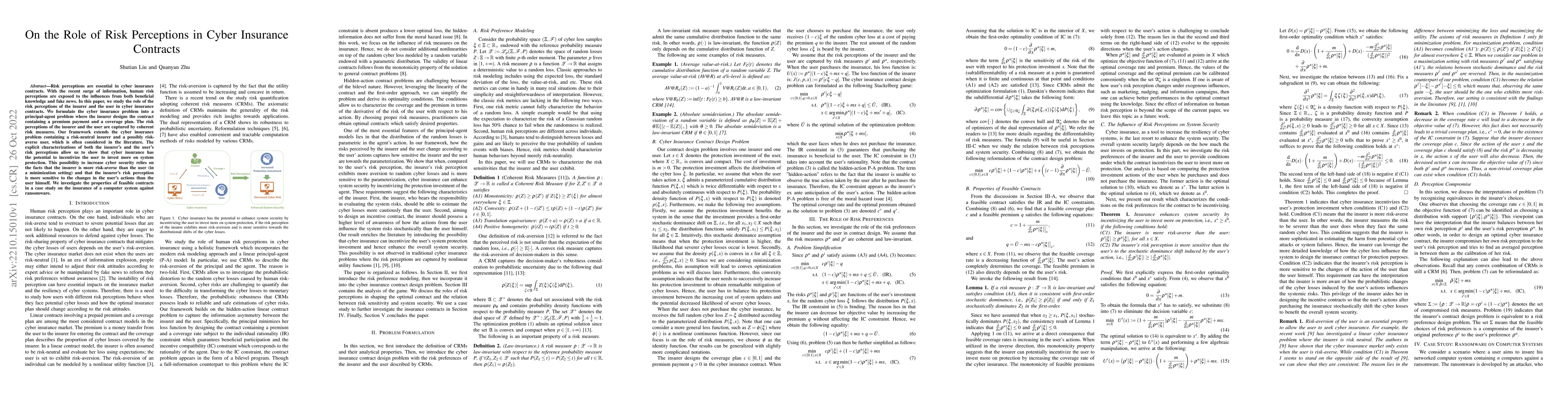 Thumbnail for On the Role of Risk Perceptions in Cyber Insurance Contracts