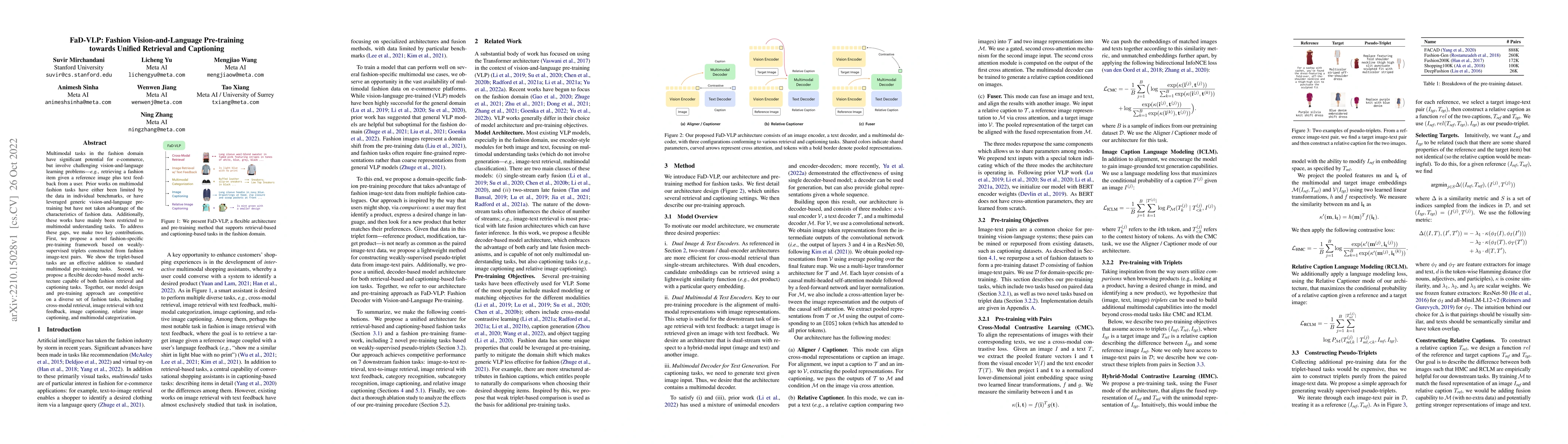 Thumbnail for FaD-VLP: Fashion Vision-and-Language Pre-training towards Unified
  Retrieval and Captioning