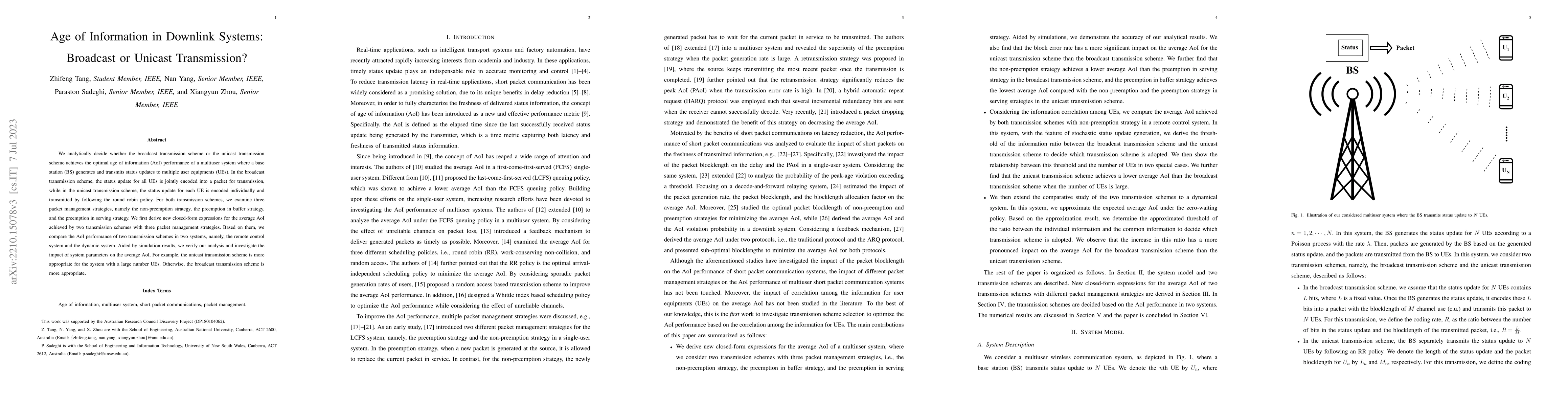 Thumbnail for Age of Information in Downlink Systems: Broadcast or Unicast
  Transmission?