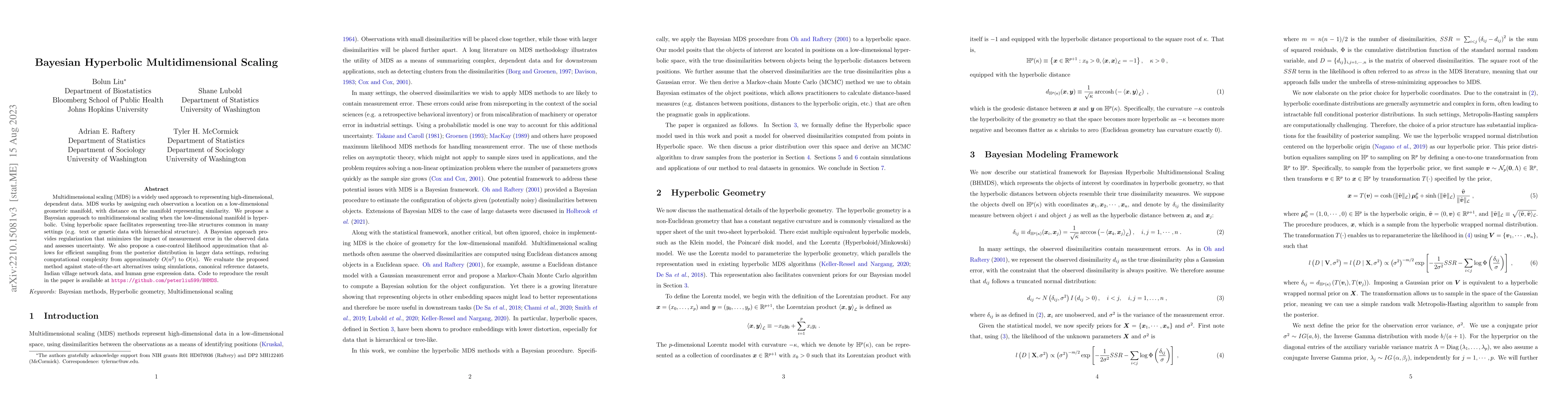 Thumbnail for Bayesian Hyperbolic Multidimensional Scaling