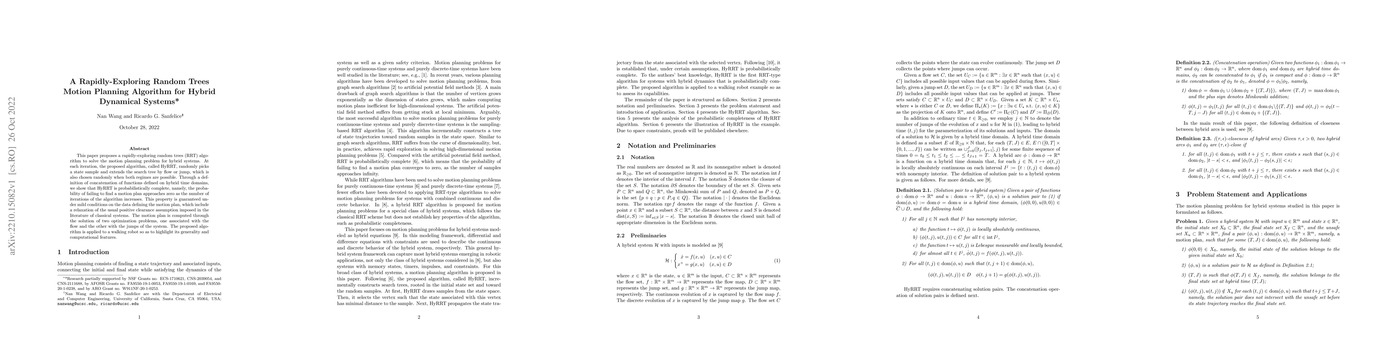 Thumbnail for A Rapidly-Exploring Random Trees Motion Planning Algorithm for Hybrid
  Dynamical Systems