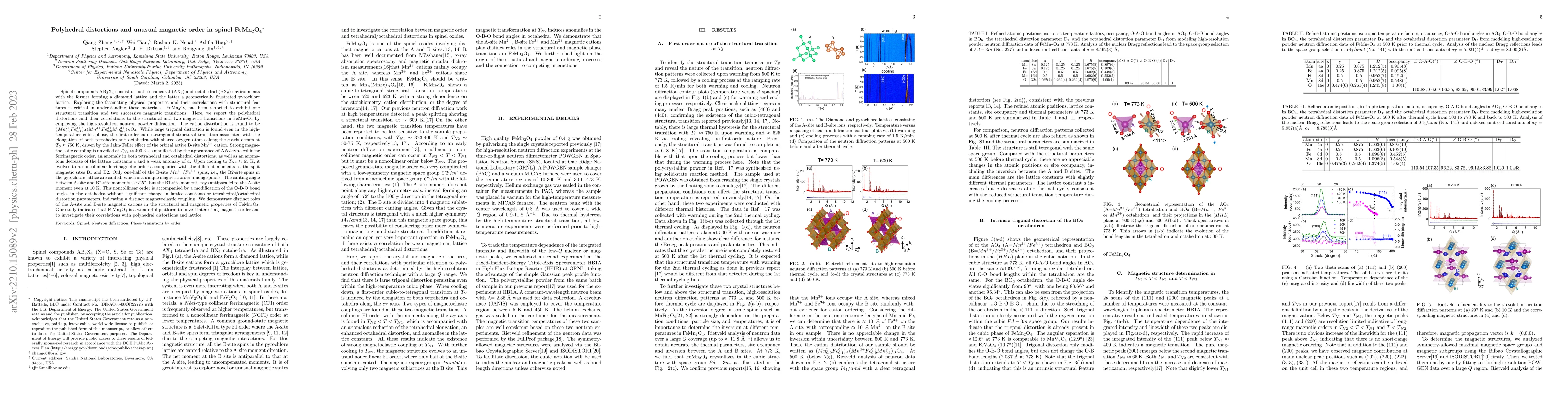 Thumbnail for Polyhedral distortions and unusual magnetic order in spinel
  FeMn$_{2}$O$_{4}$