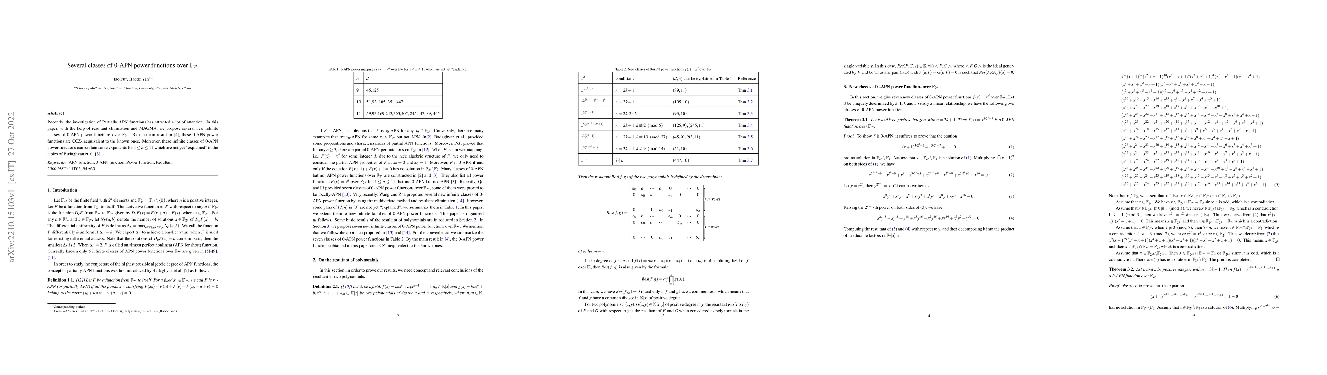Thumbnail for Several classes of 0-APN power functions over $\mathbb{F}_{2^n}$