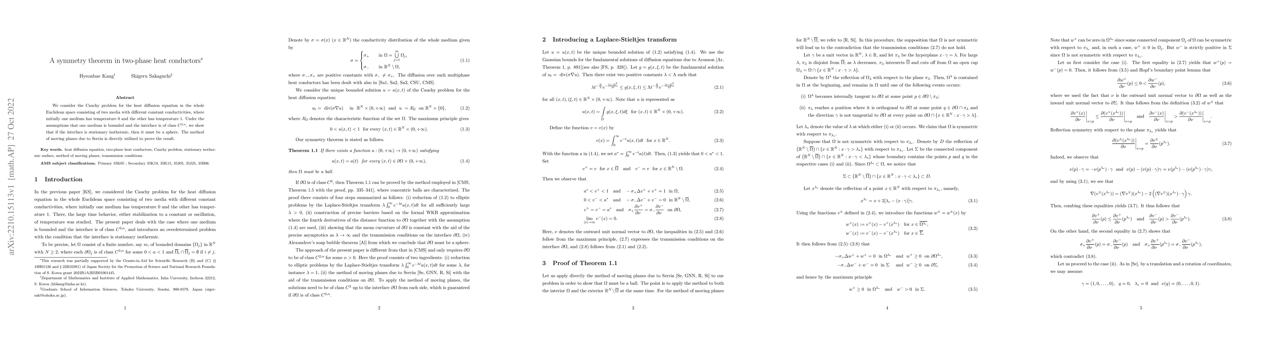 Thumbnail for A symmetry theorem in two-phase heat conductors