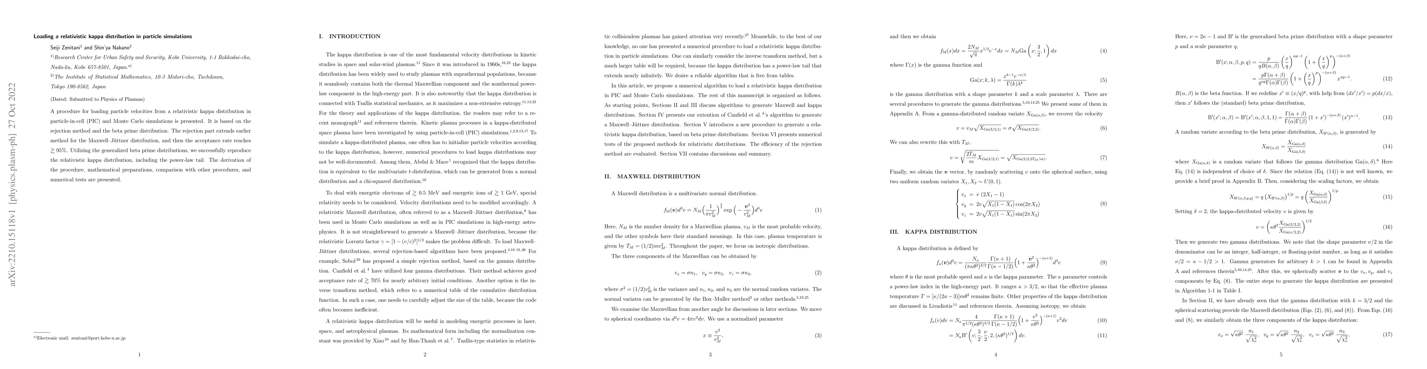 Thumbnail for Loading a relativistic kappa distribution in particle simulations