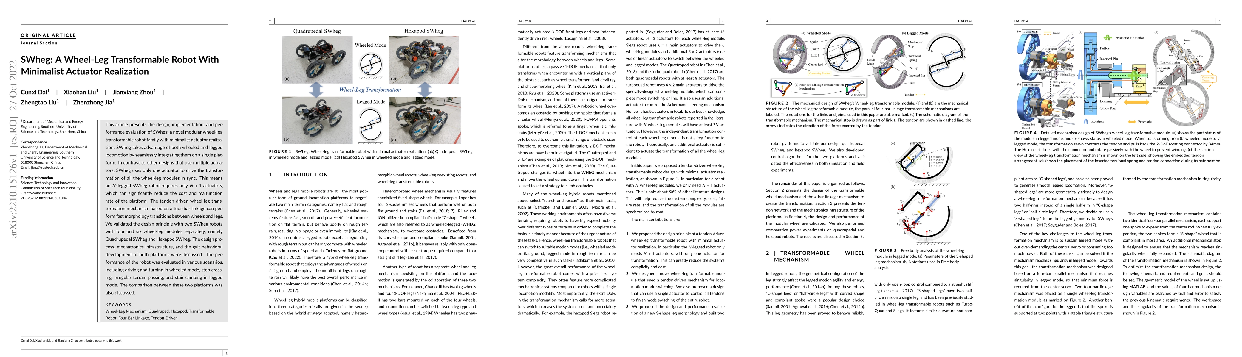 Thumbnail for SWheg: A Wheel-Leg Transformable Robot With Minimalist Actuator
  Realization