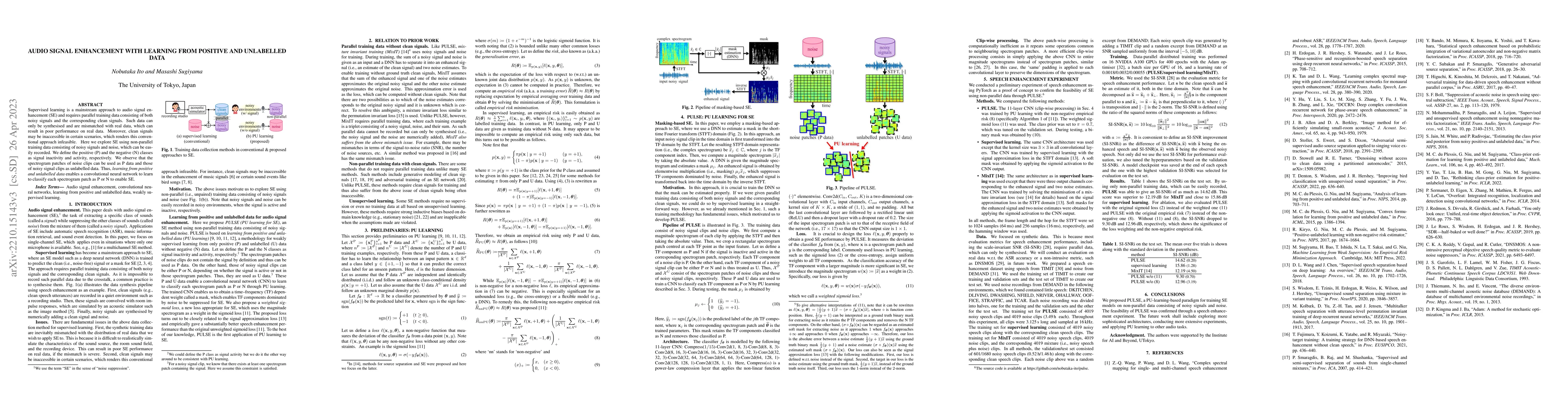 Thumbnail for Audio Signal Enhancement with Learning from Positive and Unlabelled Data