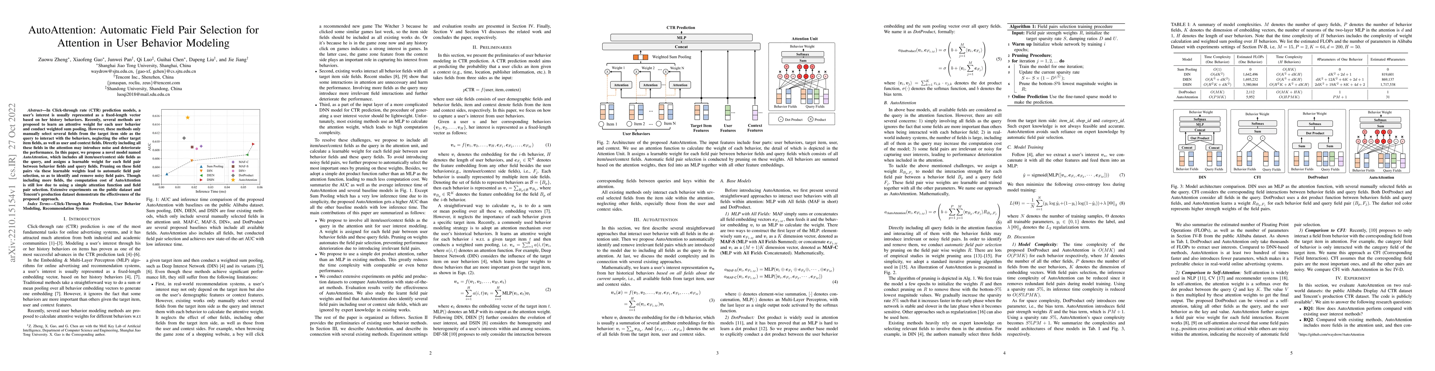 Thumbnail for AutoAttention: Automatic Field Pair Selection for Attention in User
  Behavior Modeling