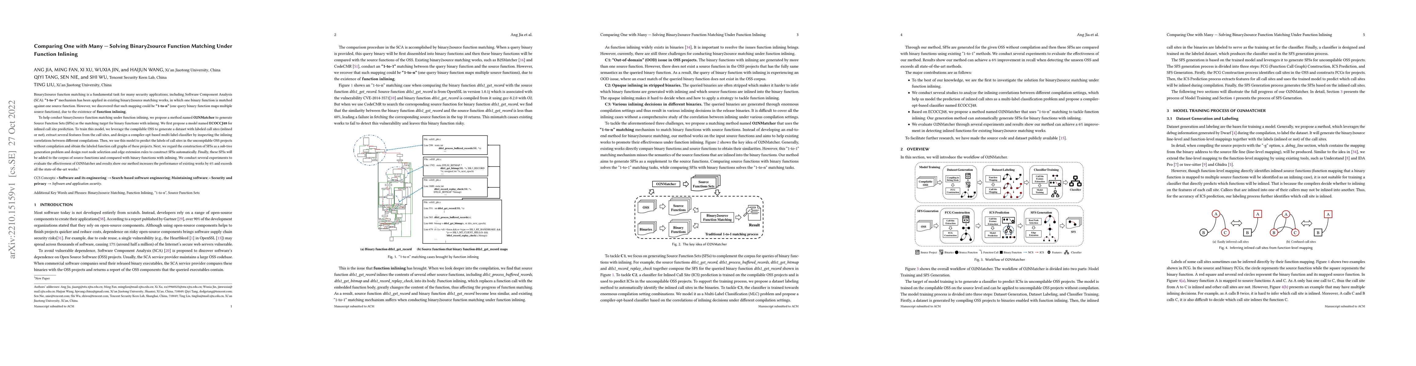 Thumbnail for Comparing One with Many -- Solving Binary2source Function Matching Under
  Function Inlining