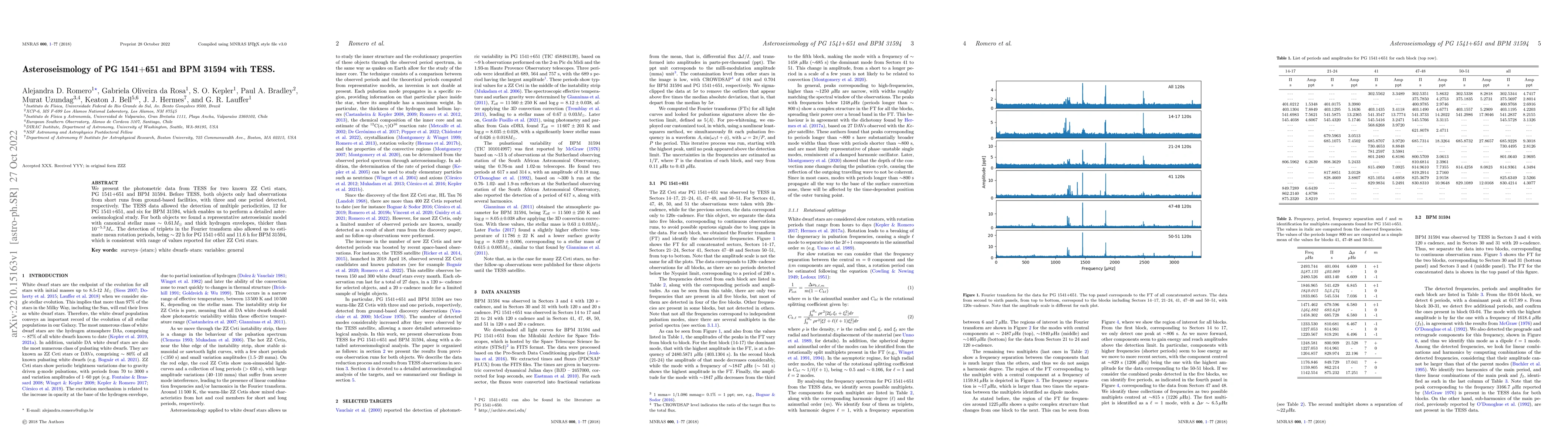 Thumbnail for Asteroseismology of PG 1541$+$651 and BPM 31594 with TESS