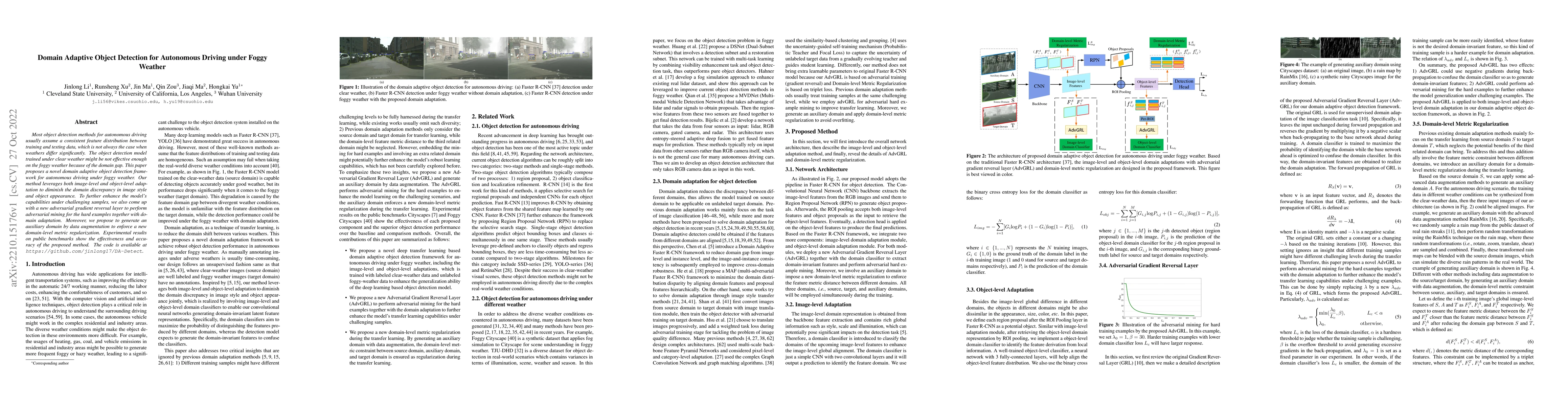 Thumbnail for Domain Adaptive Object Detection for Autonomous Driving under Foggy
  Weather