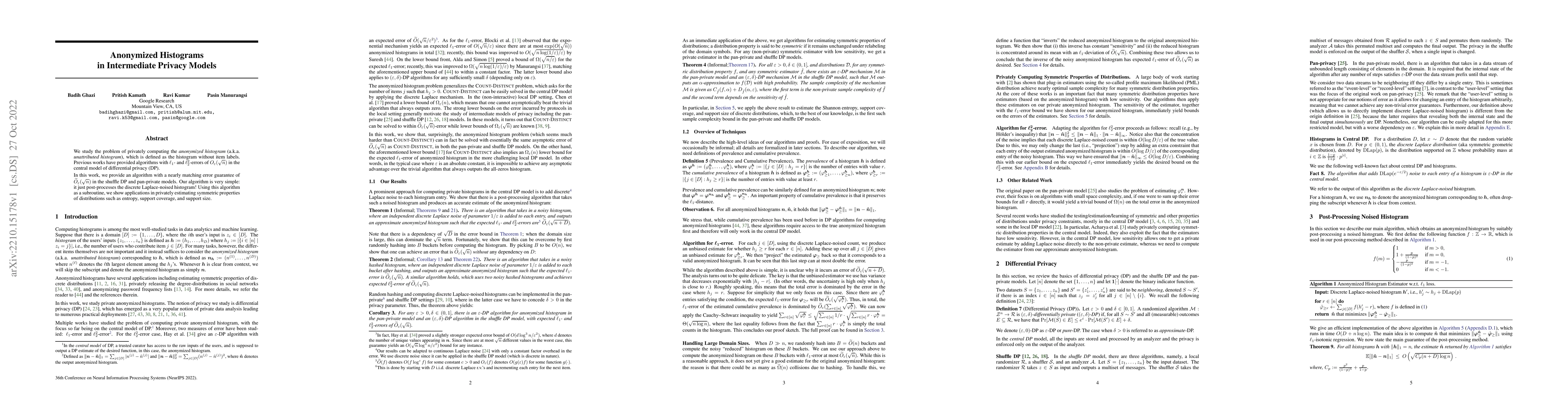 Thumbnail for Anonymized Histograms in Intermediate Privacy Models