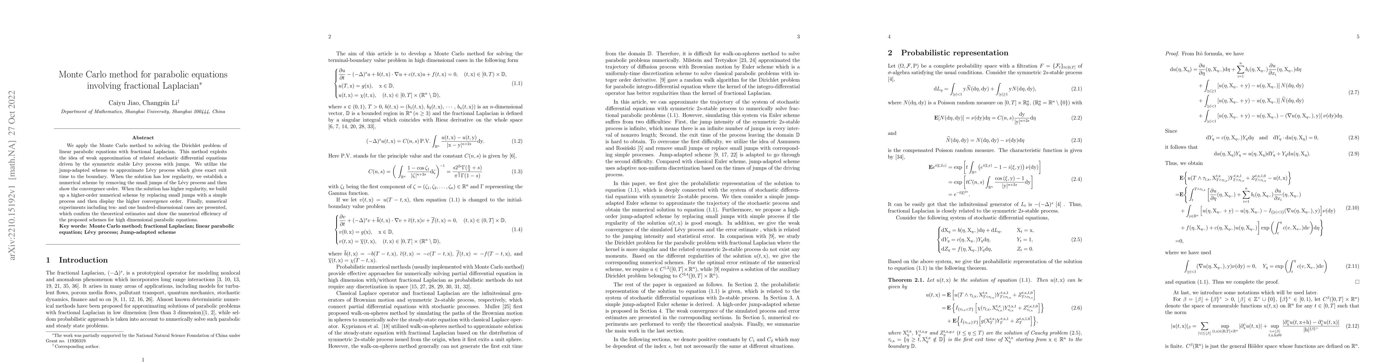 Thumbnail for Monte Carlo method for parabolic equations involving fractional
  Laplacian