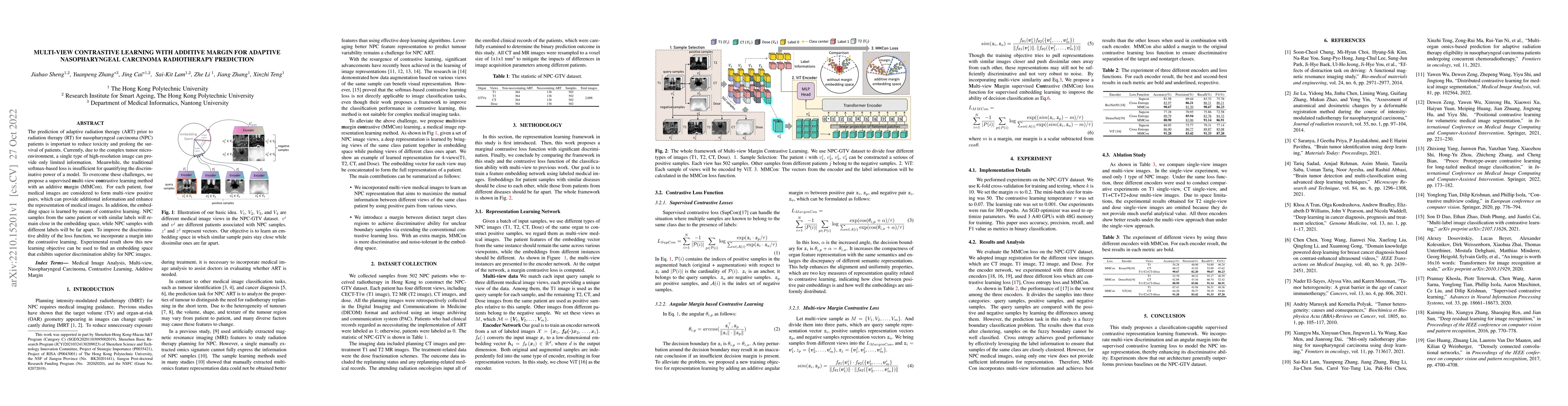 Thumbnail for Multi-view Contrastive Learning with Additive Margin for Adaptive
  Nasopharyngeal Carcinoma Radiotherapy Prediction