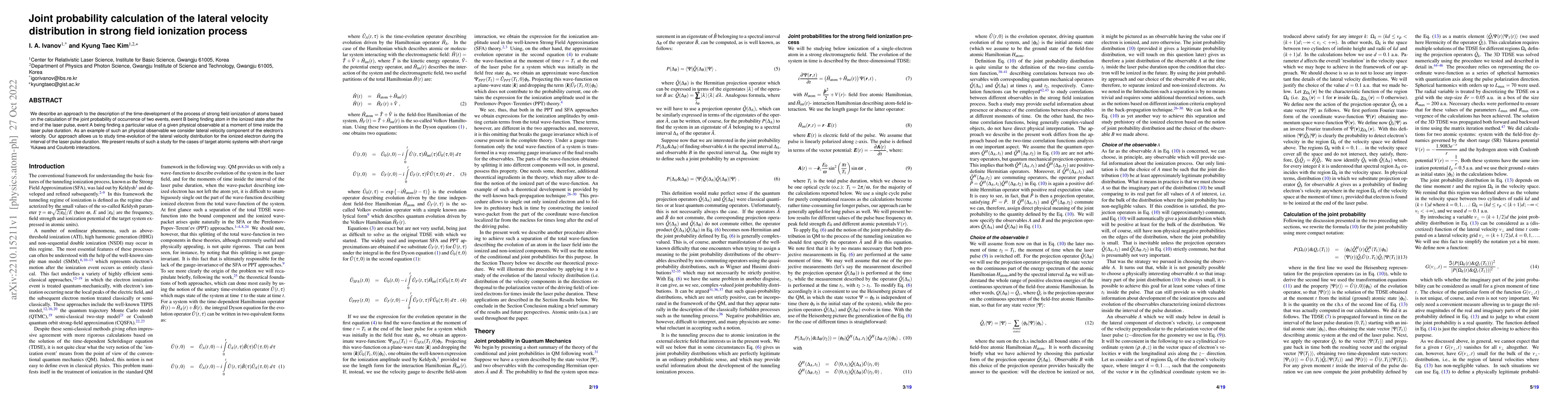 Thumbnail for Joint probability calculation of the lateral velocity distribution in
  strong field ionization process