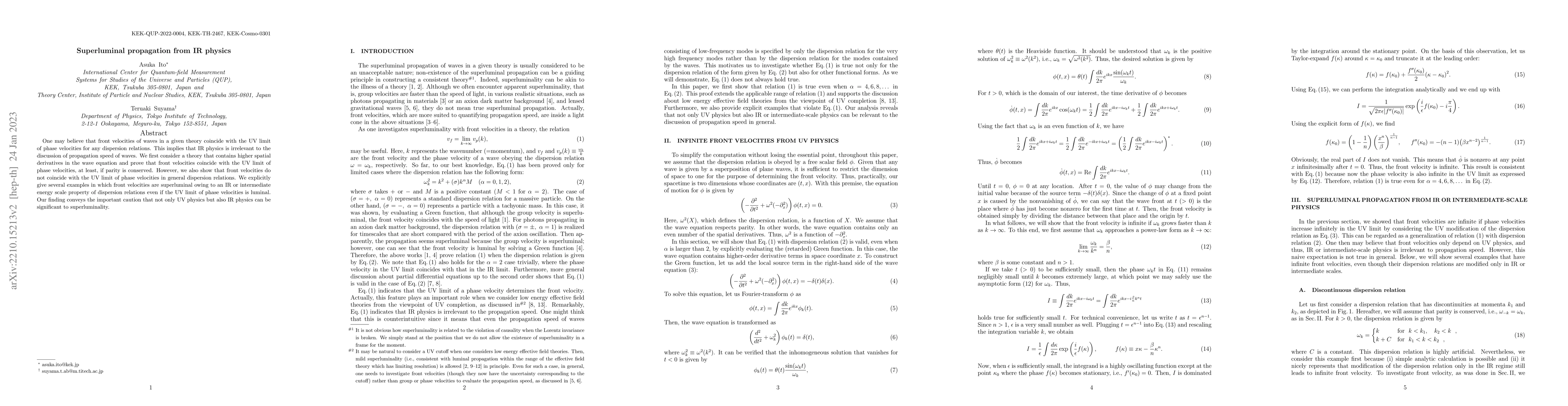 Thumbnail for Superluminal propagation from IR physics