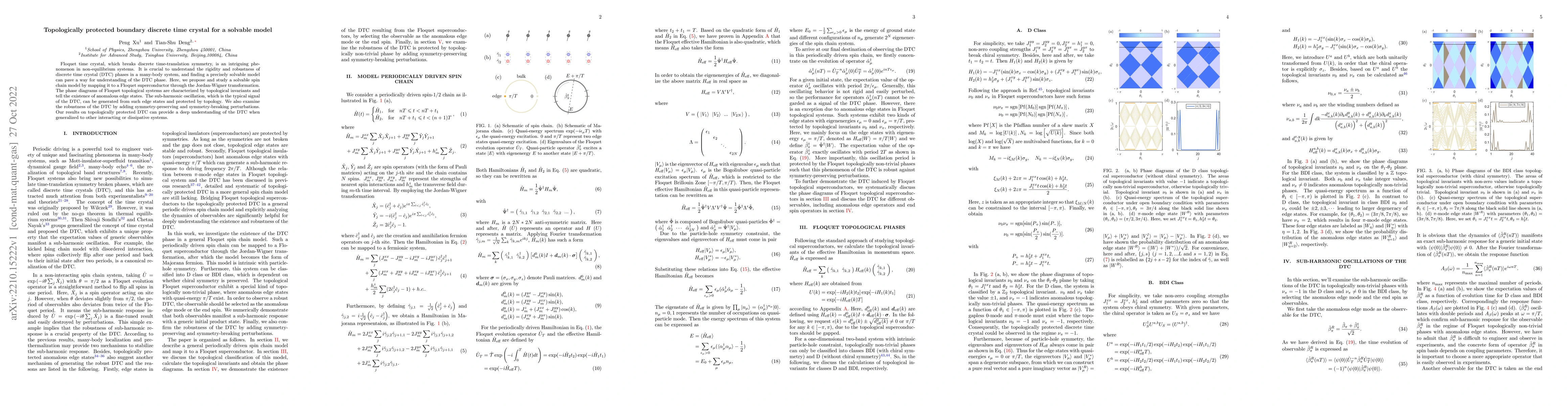 Thumbnail for Topologically protected boundary discrete time crystal for a solvable
  model