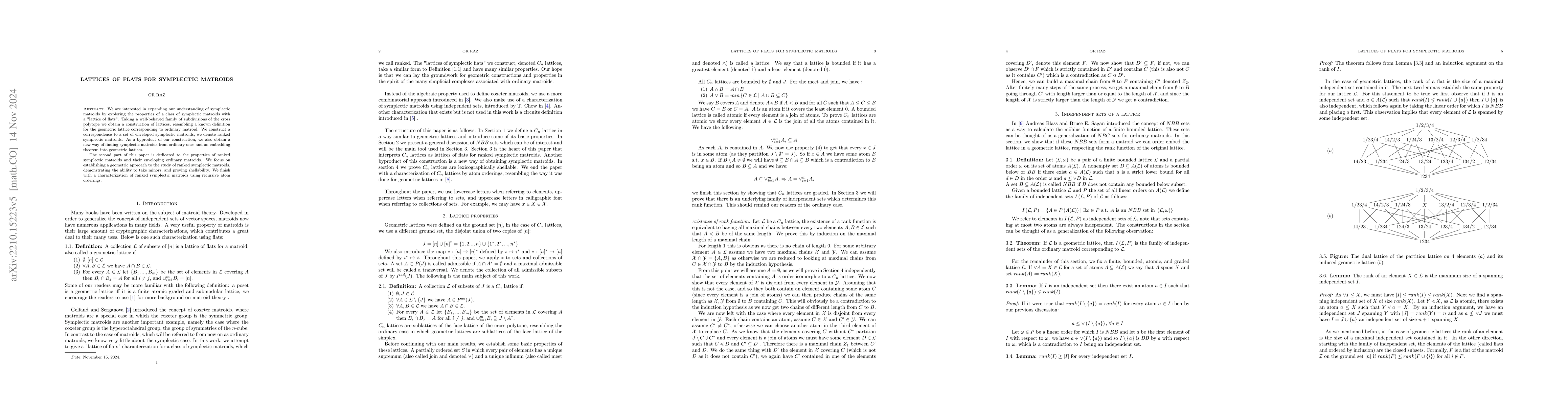 Thumbnail for Lattices of flats for symplectic matroids
