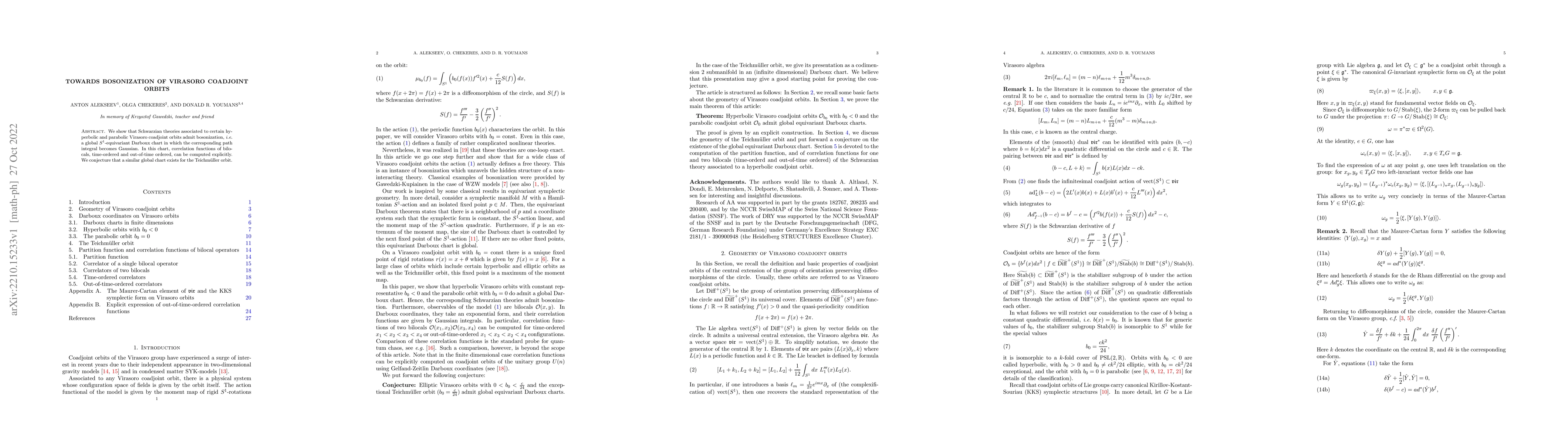 Thumbnail for Towards bosonization of Virasoro coadjoint orbits