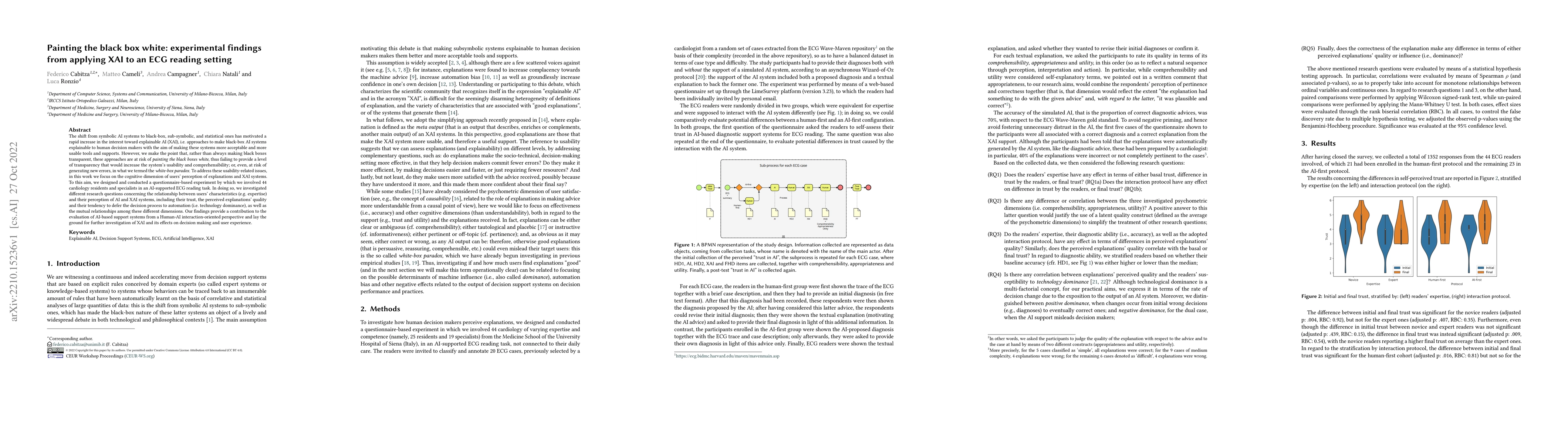 Thumbnail for Painting the black box white: experimental findings from applying XAI to
  an ECG reading setting