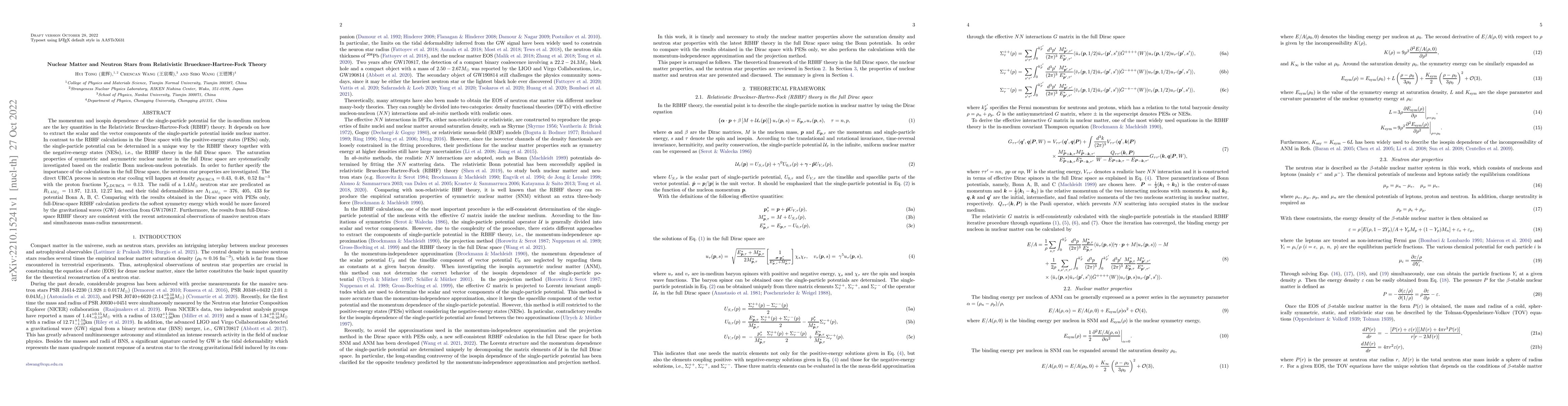 Thumbnail for Nuclear Matter and Neutron Stars from Relativistic
  Brueckner-Hartree-Fock Theory