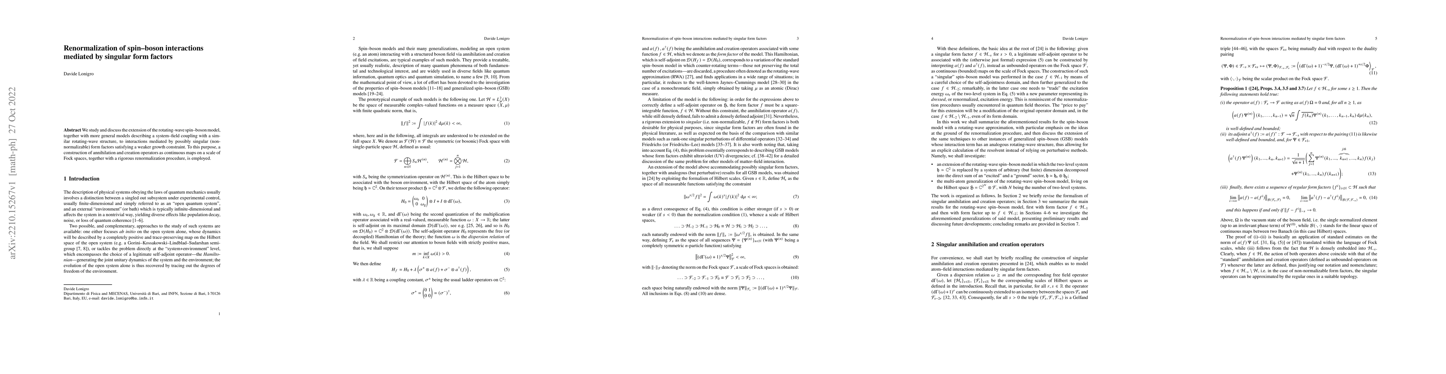 Thumbnail for Renormalization of spin$\unicode{x2013}$boson interactions mediated by
  singular form factors
