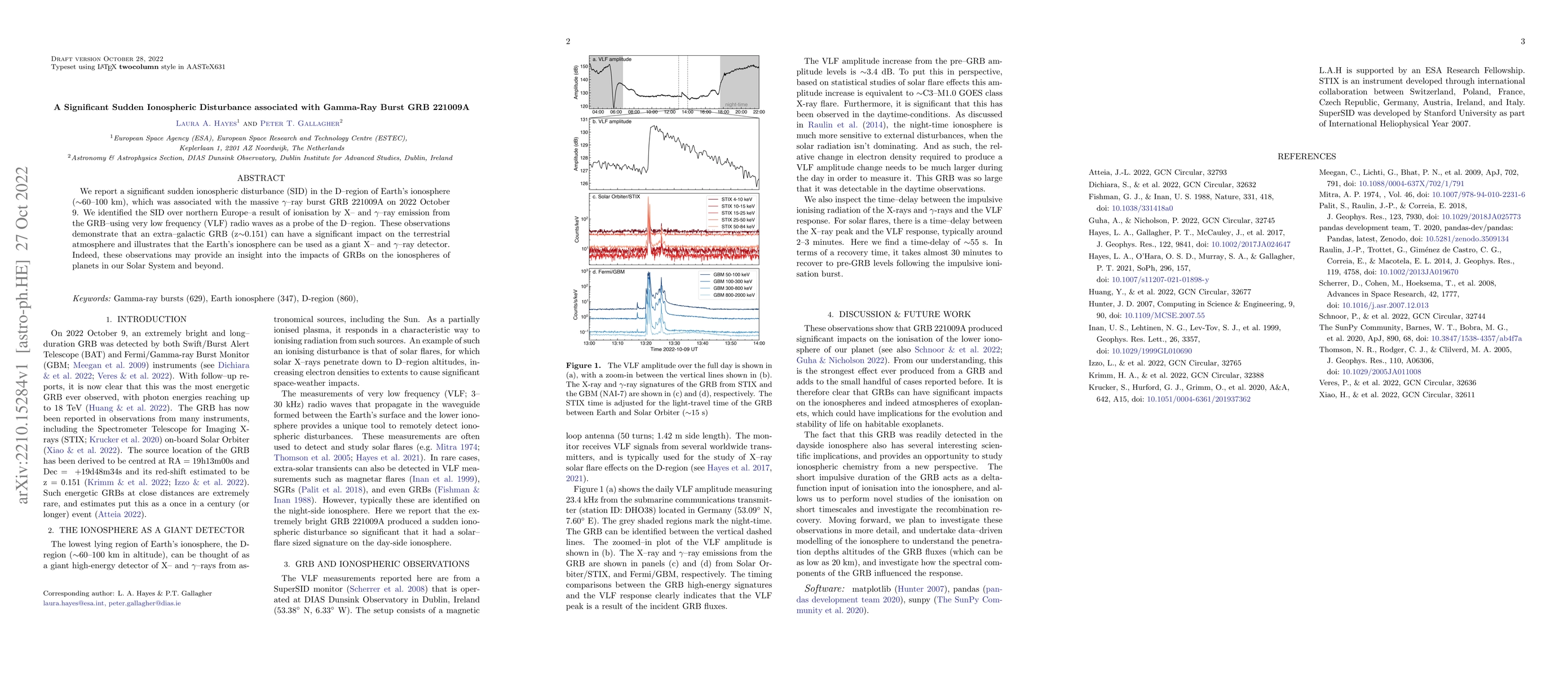 Thumbnail for A Significant Sudden Ionospheric Disturbance associated with Gamma-Ray
  Burst GRB 221009A