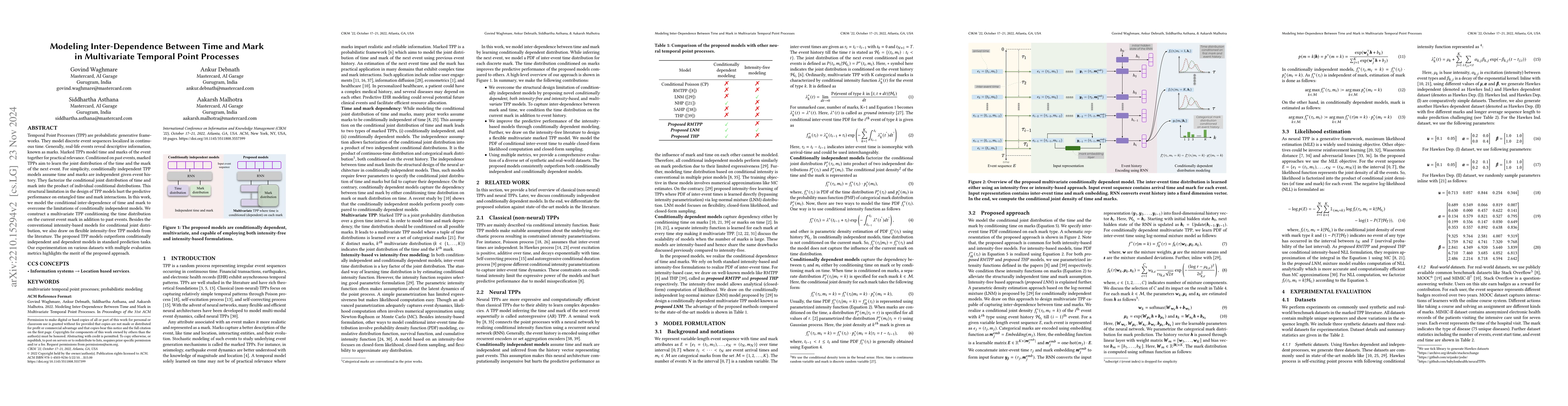 Thumbnail for Modeling Inter-Dependence Between Time and Mark in Multivariate Temporal
  Point Processes