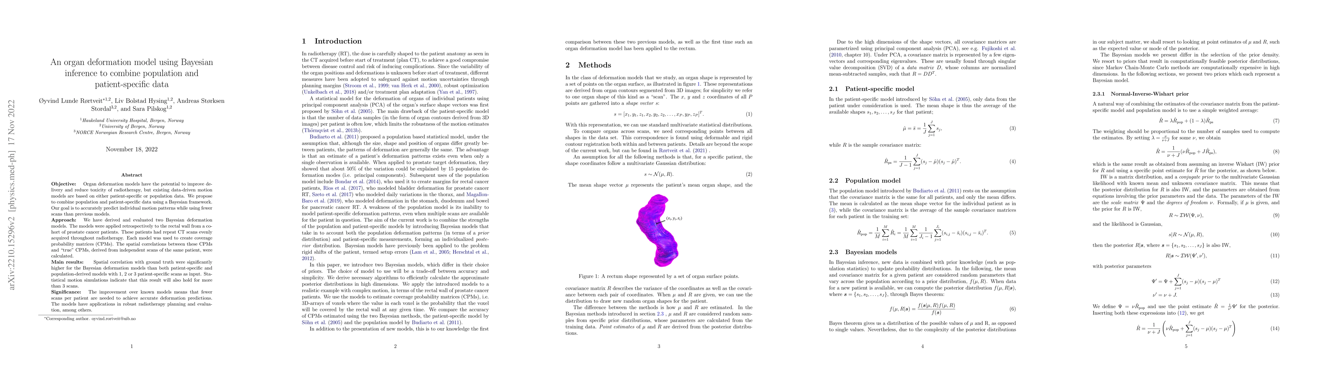 Thumbnail for An organ deformation model using Bayesian inference to combine
  population and patient-specific data