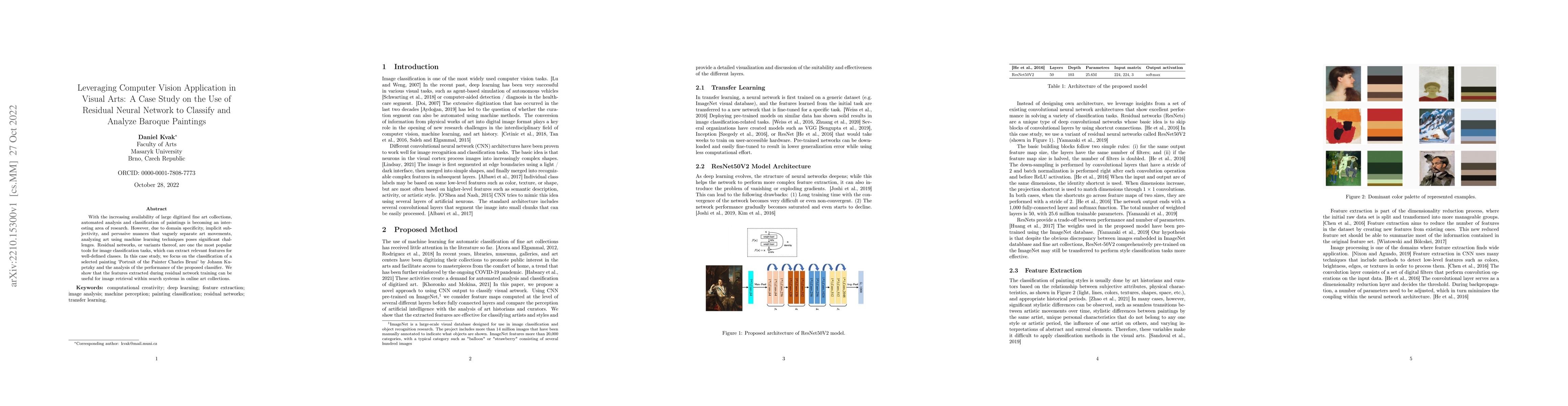 Thumbnail for Leveraging Computer Vision Application in Visual Arts: A Case Study on
  the Use of Residual Neural Network to Classify and Analyze Baroque Paintings