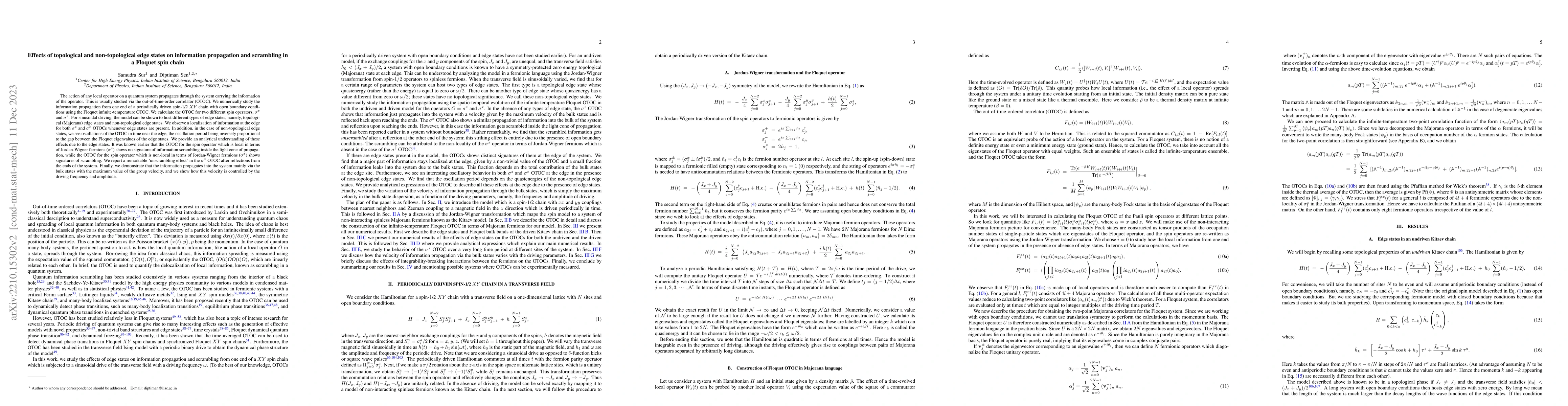 Thumbnail for Effects of topological and non-topological edge states on information
  propagation and scrambling in a Floquet spin chain