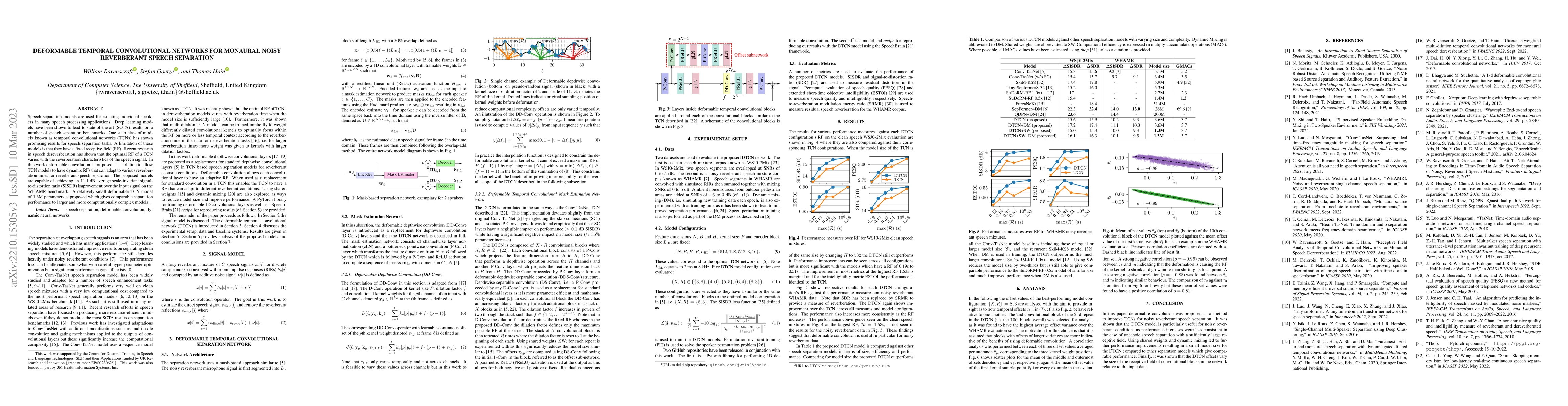 Thumbnail for Deformable Temporal Convolutional Networks for Monaural Noisy
  Reverberant Speech Separation