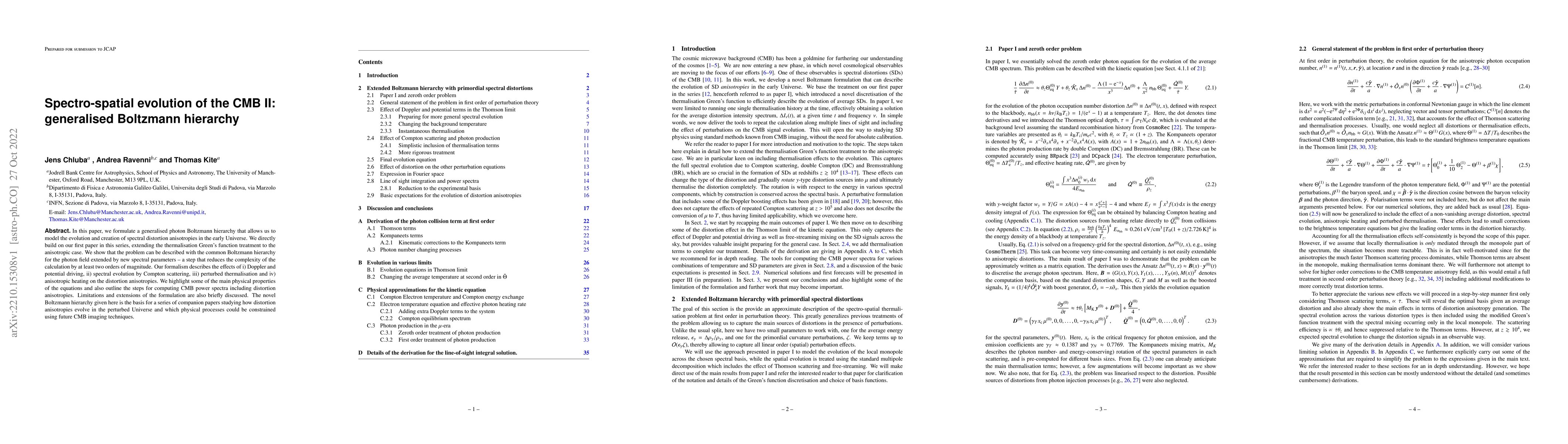 Thumbnail for Spectro-spatial evolution of the CMB II: generalised Boltzmann hierarchy