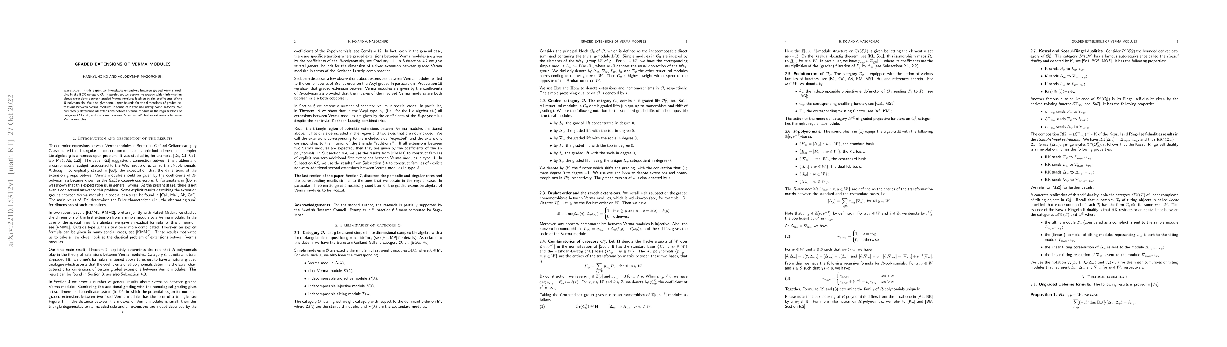 Thumbnail for Graded extensions of Verma modules