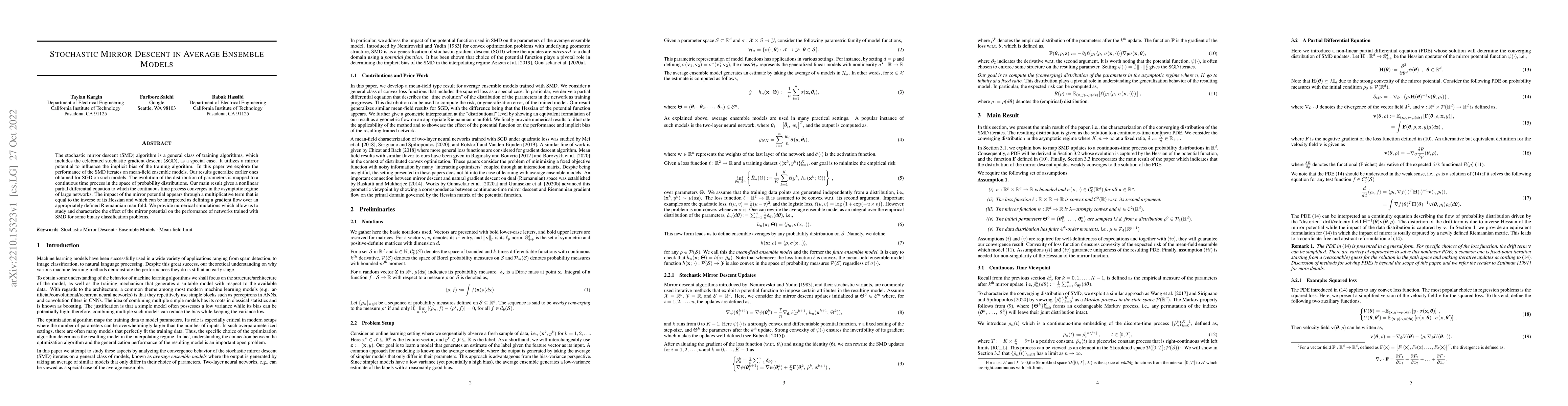 Thumbnail for Stochastic Mirror Descent in Average Ensemble Models
