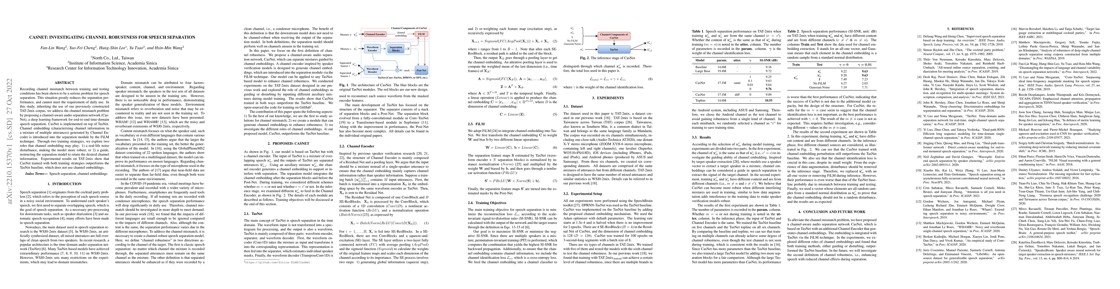 Thumbnail for CasNet: Investigating Channel Robustness for Speech Separation