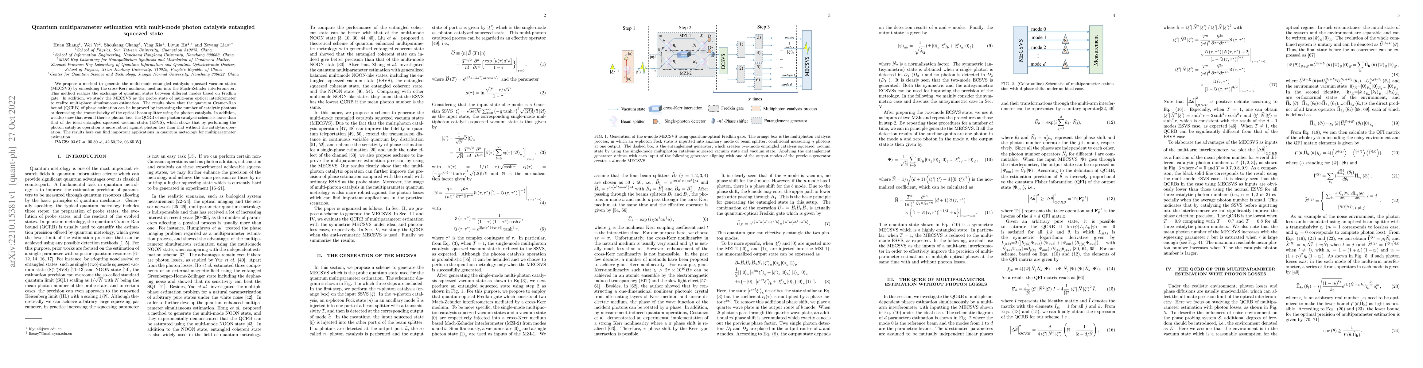 Thumbnail for Quantum multiparameter estimation with multi-mode photon catalysis
  entangled squeezed state