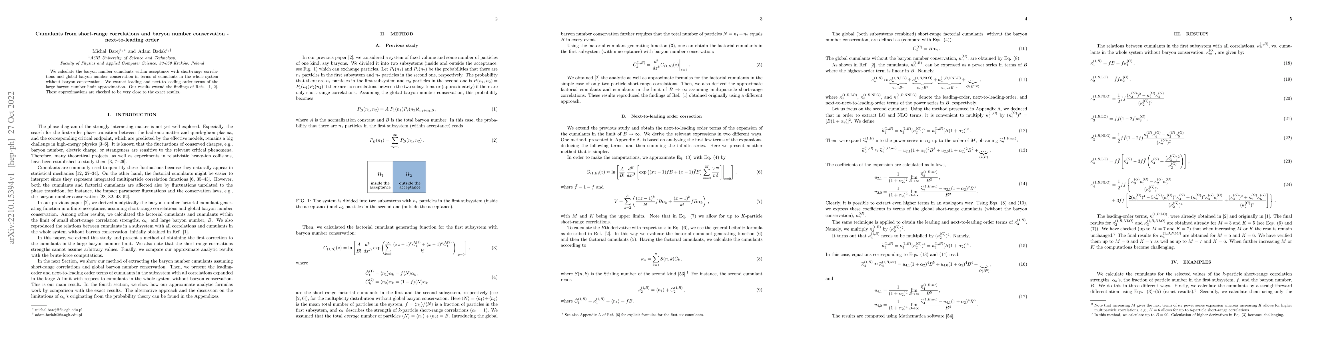 Thumbnail for Cumulants from short-range correlations and baryon number conservation -
  next-to-leading order
