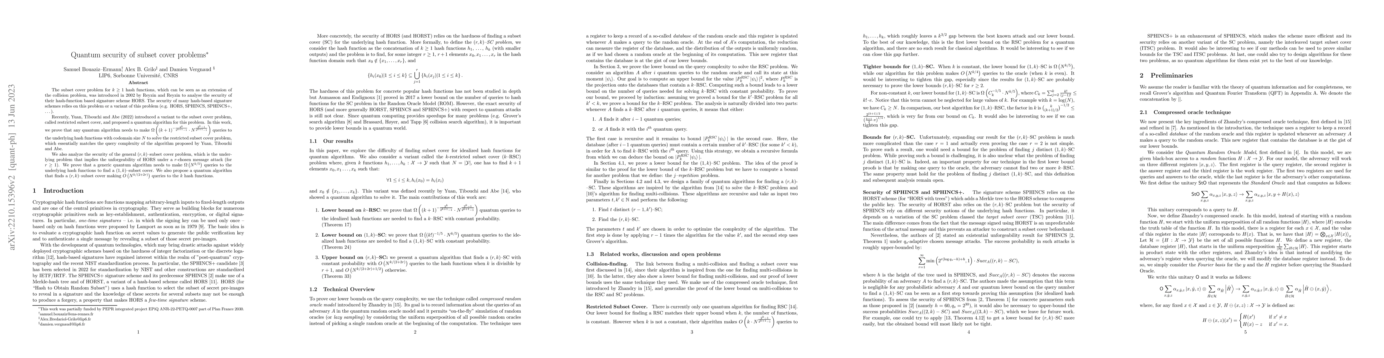 Thumbnail for Quantum security of subset cover problems