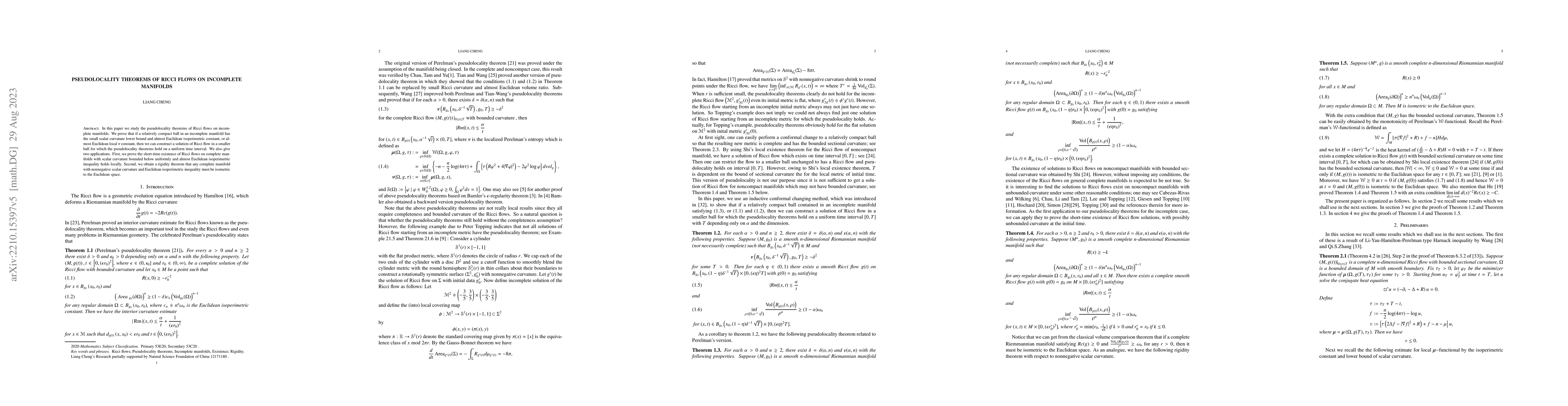 Thumbnail for Pseudolocality theorems of Ricci flows on incomplete manifolds