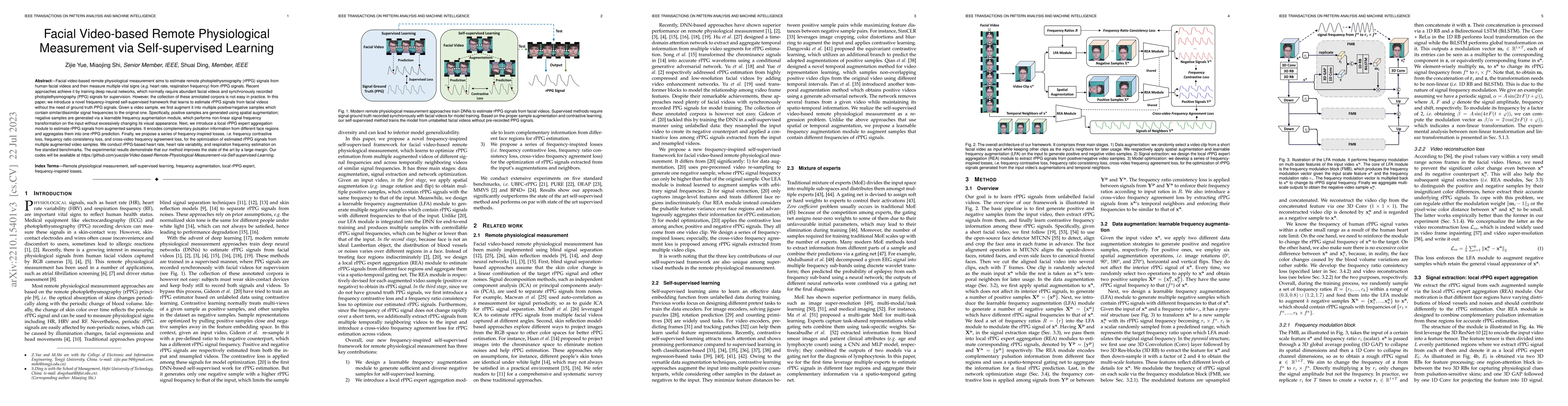 Thumbnail for Facial Video-based Remote Physiological Measurement via Self-supervised
  Learning