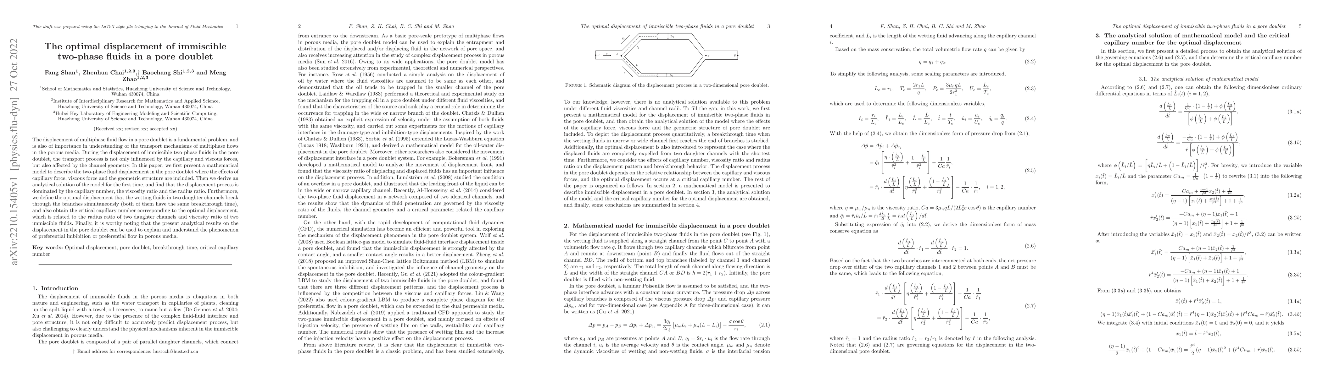 Thumbnail for The optimal displacement of immiscible two-phase fluids in a pore
  doublet