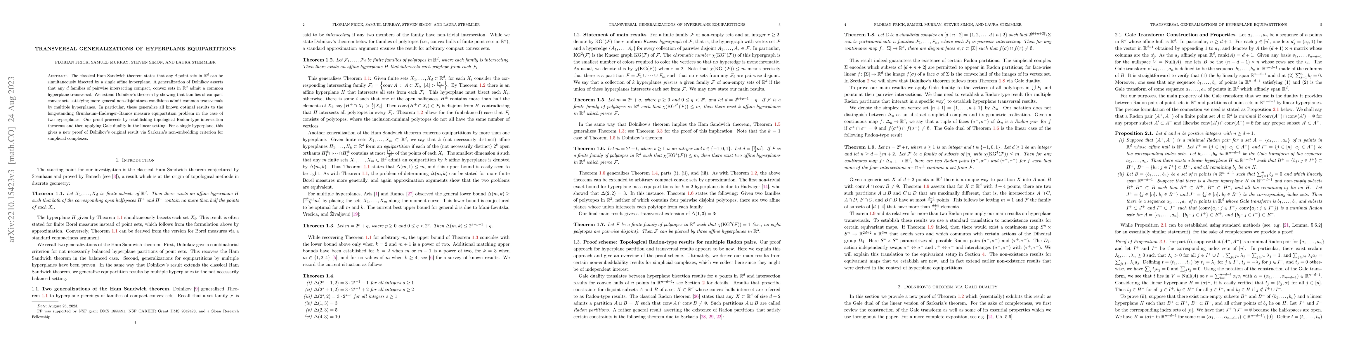 Thumbnail for Transversal generalizations of hyperplane equipartitions
