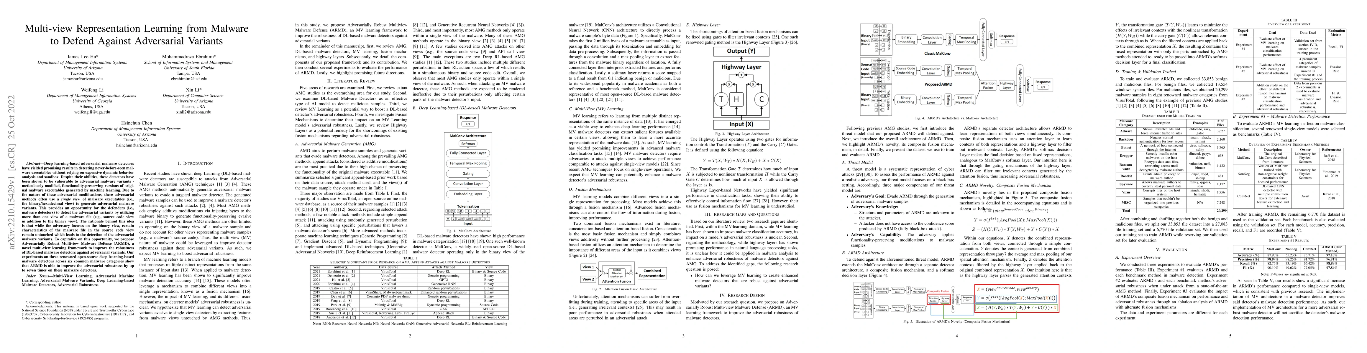 Thumbnail for Multi-view Representation Learning from Malware to Defend Against
  Adversarial Variants