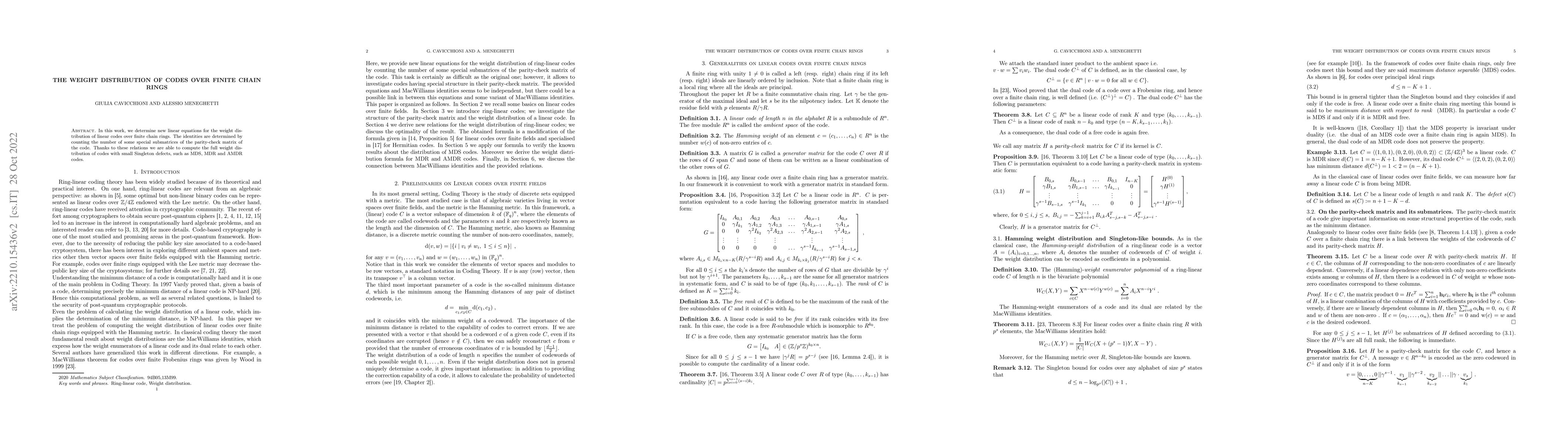 Thumbnail for The weight distribution of codes over finite chain rings