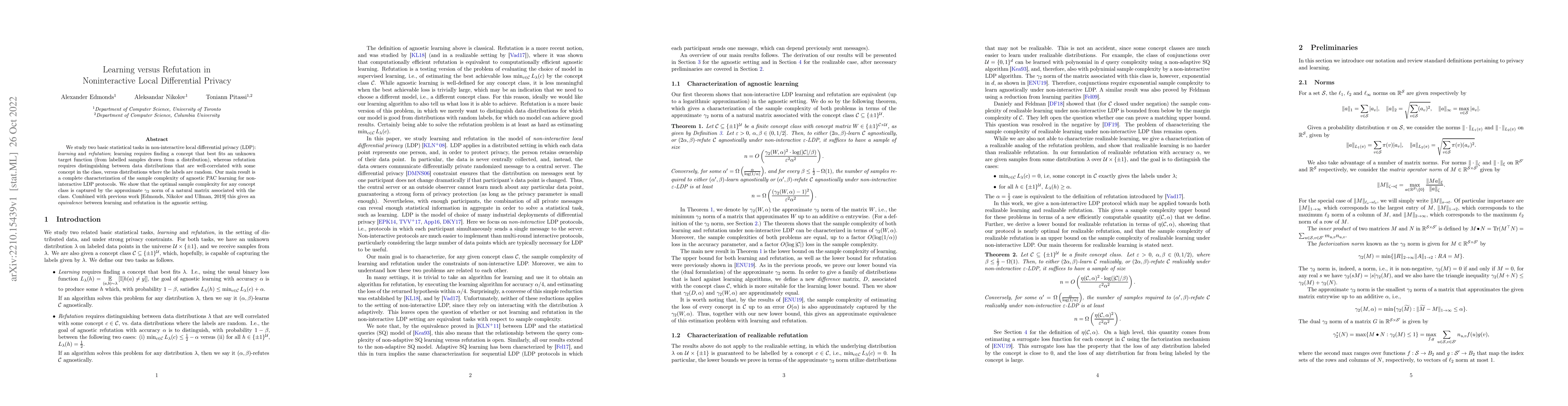 Thumbnail for Learning versus Refutation in Noninteractive Local Differential Privacy