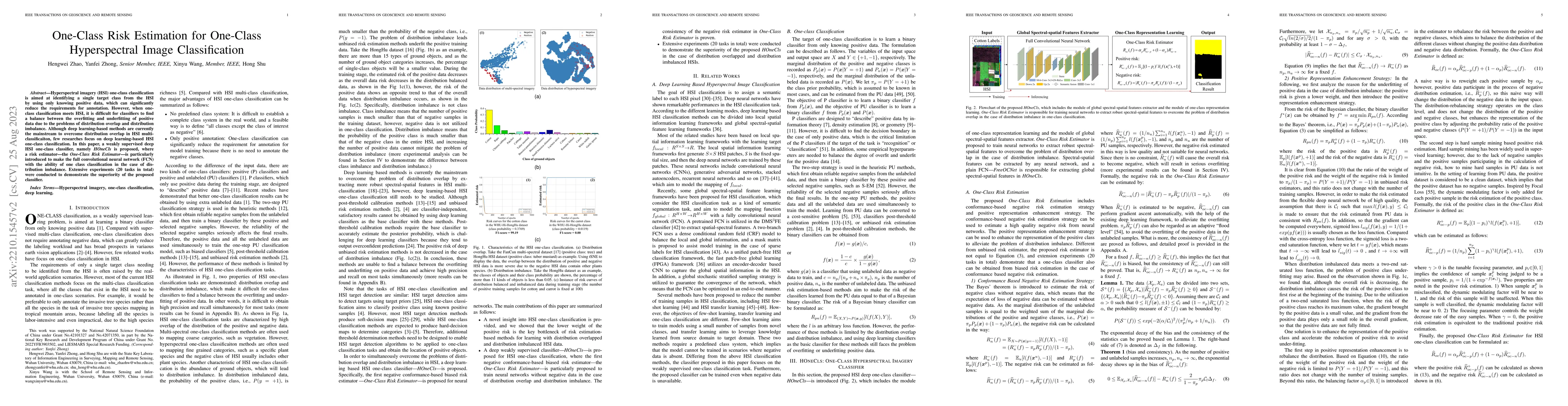 Thumbnail for One-Class Risk Estimation for One-Class Hyperspectral Image
  Classification