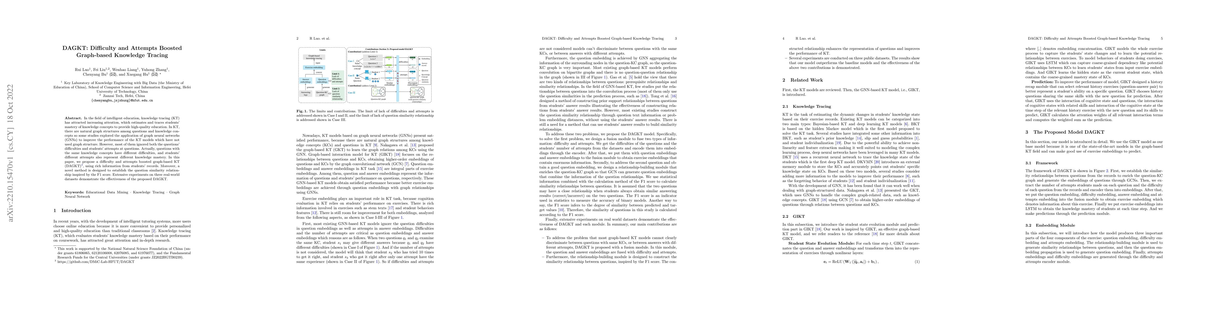 Thumbnail for DAGKT: Difficulty and Attempts Boosted Graph-based Knowledge Tracing