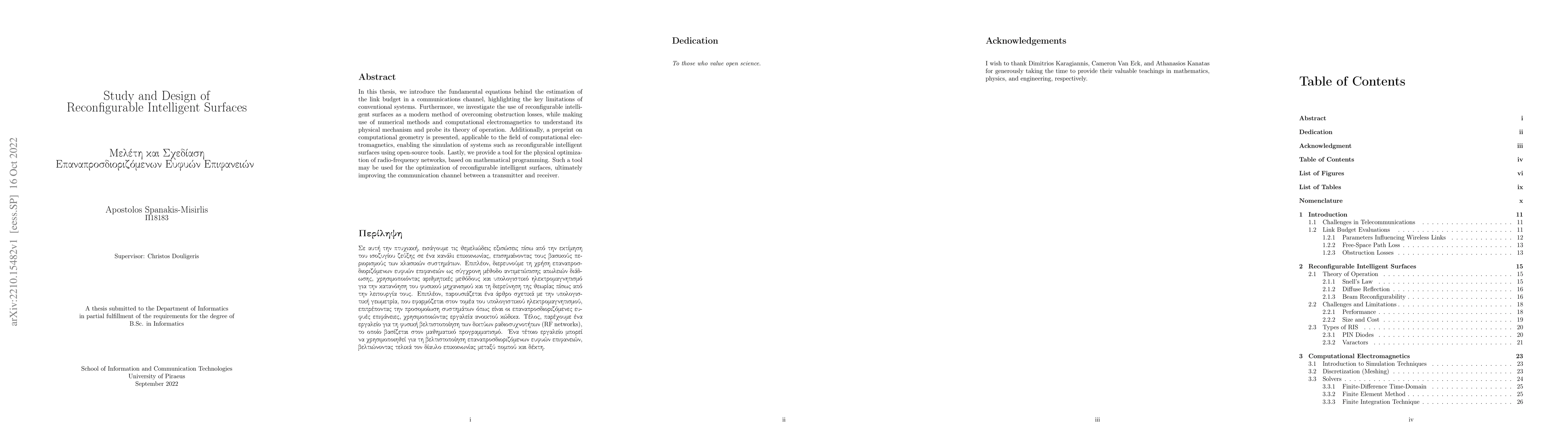 Thumbnail for Study and Design of Reconfigurable Intelligent Surfaces