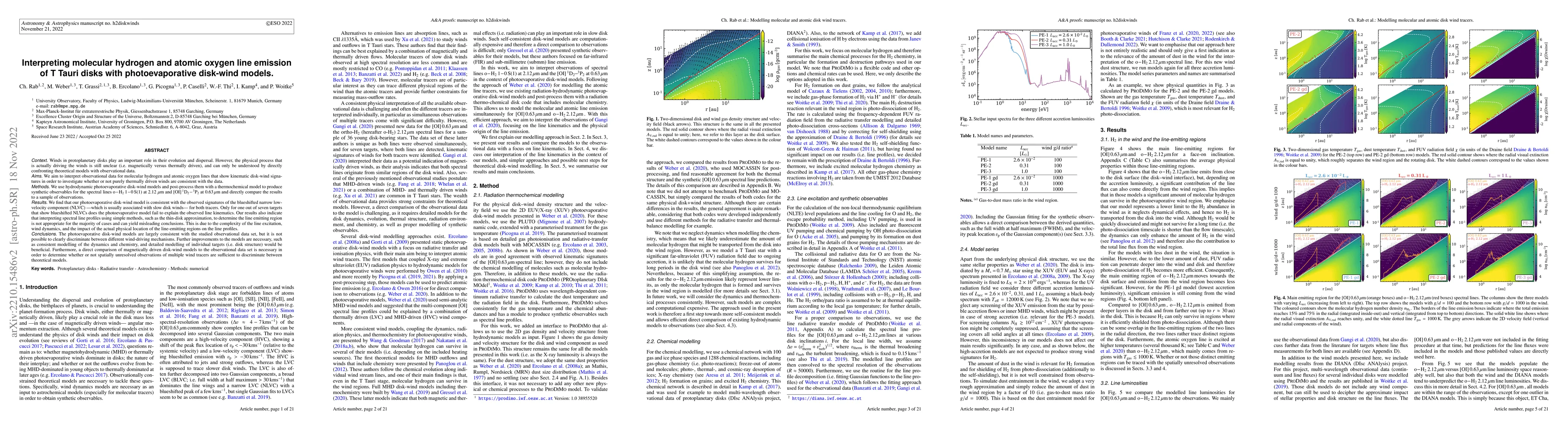 Thumbnail for Interpreting molecular hydrogen and atomic oxygen line emission of T
  Tauri disks with photoevaporative disk-wind models